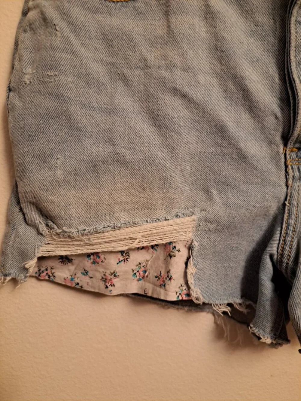 Hollister Distressed Ultra High-Rise Mom Shorts With Floral Panels